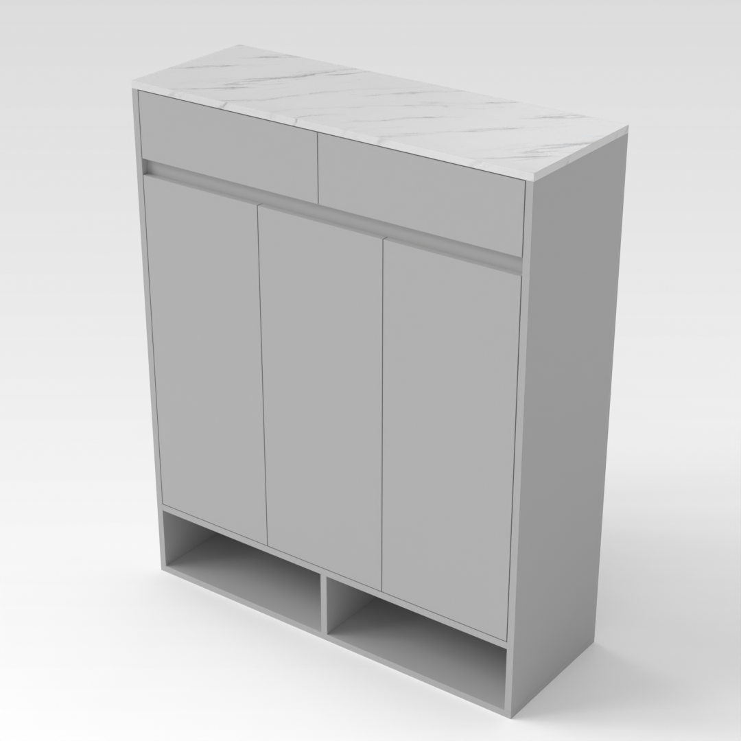 Light Gray & White Marble Top Shoe Cabinet