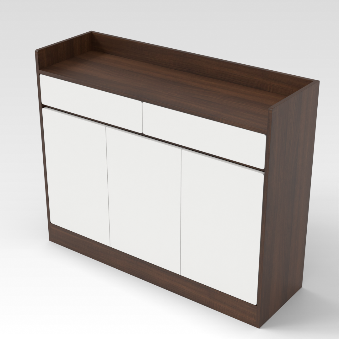 Prairie Oak & Warm White Shoe Cabinet