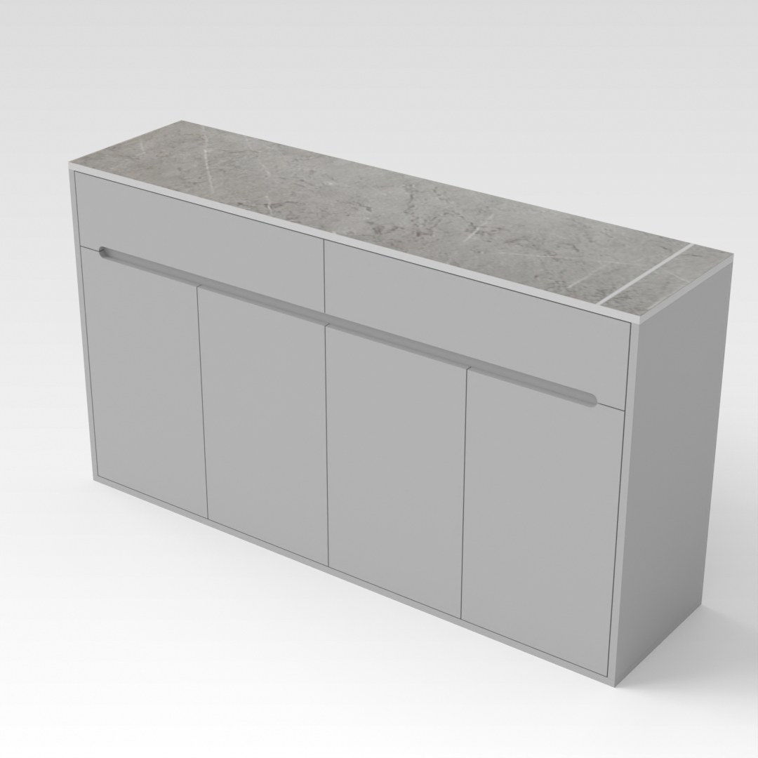 Light Gray & Brown Stone Countertop Shoe Cabinet