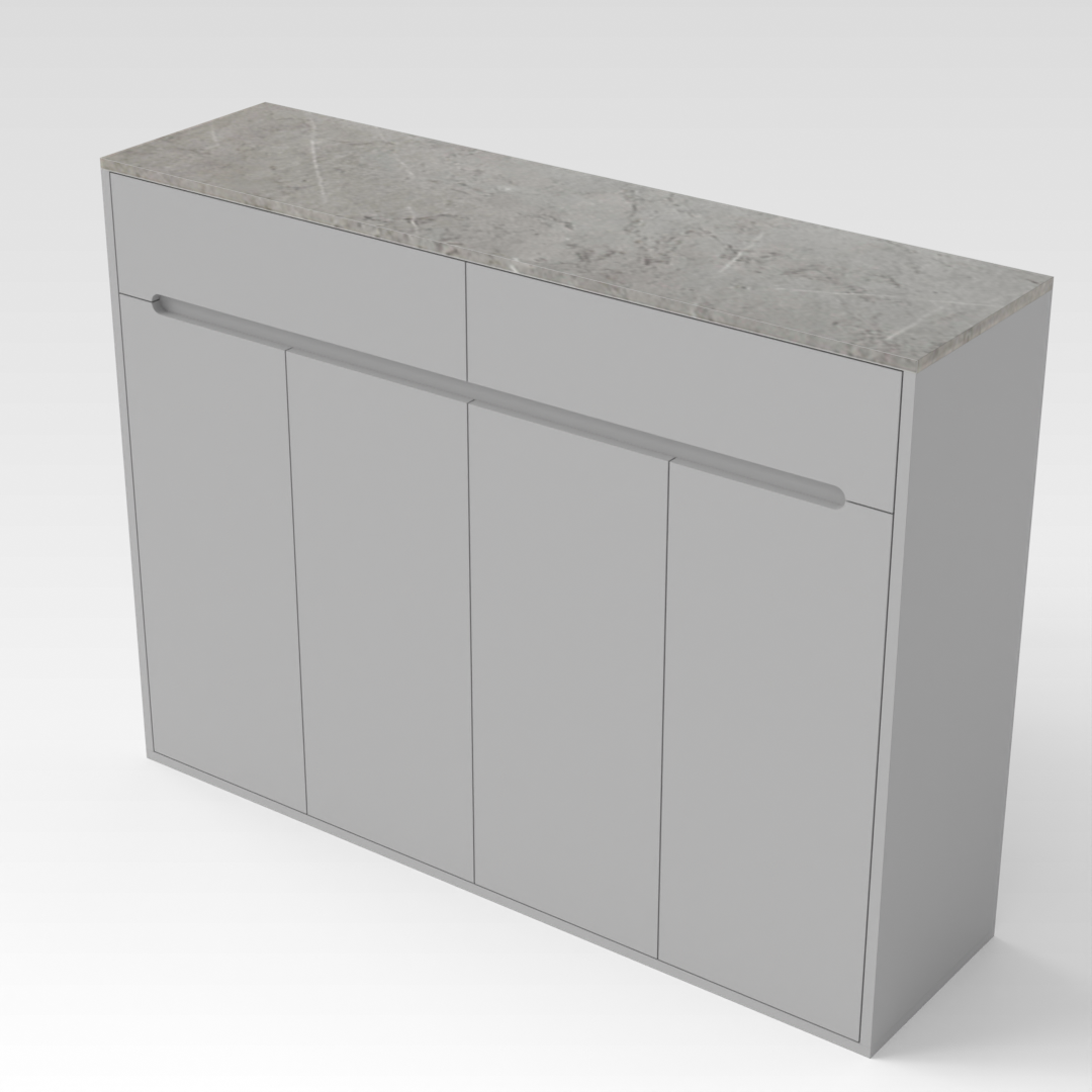 Light Gray & Brown Stone Countertop Shoe Cabinet