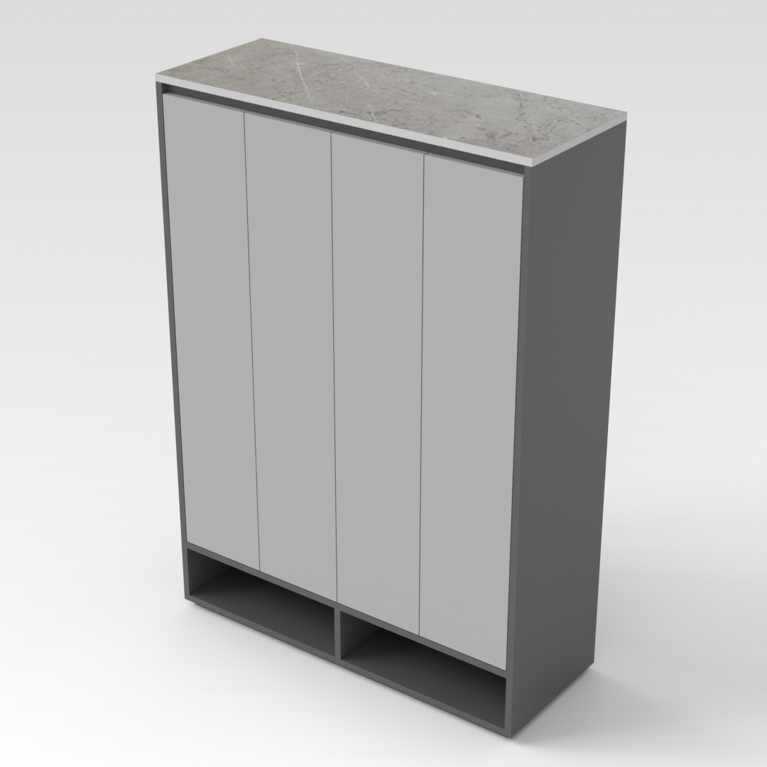 Light Gray & Brown Stone Grain Shoe Cabinet