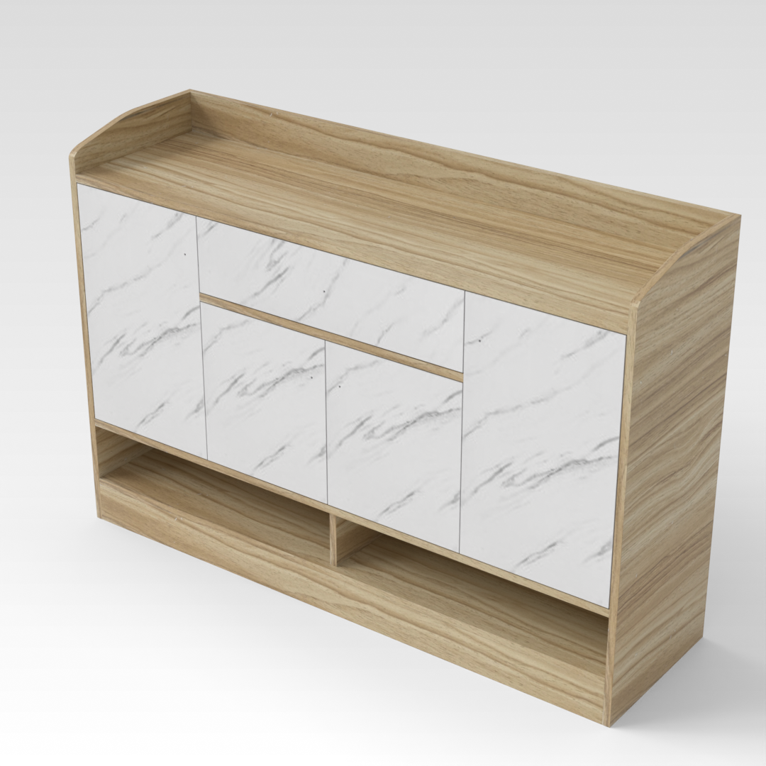 Country Oak & Marble Grain Shoe Cabinet