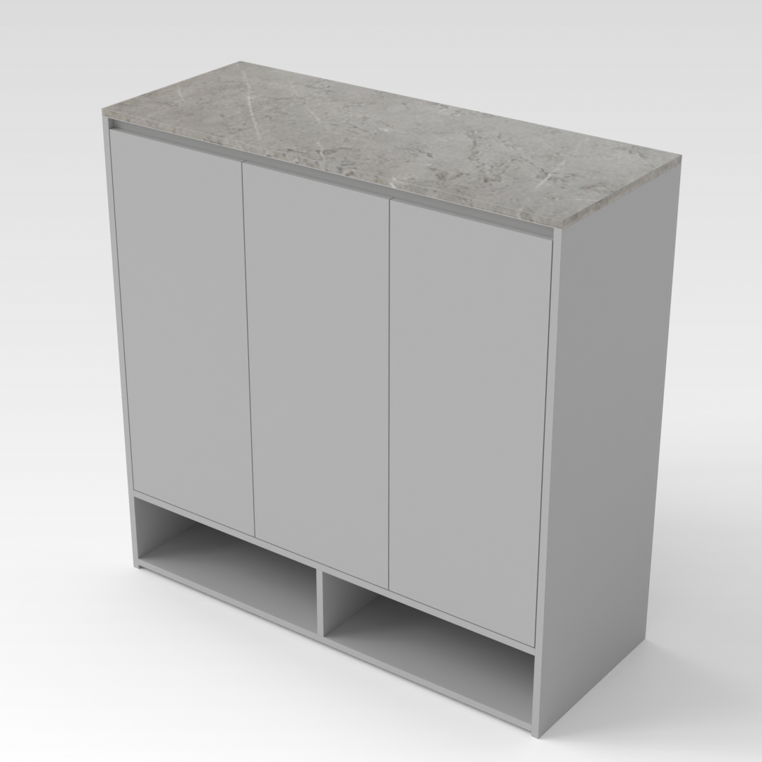 Light Gray & Brown Stone-Grain Top Shoe Cabinet