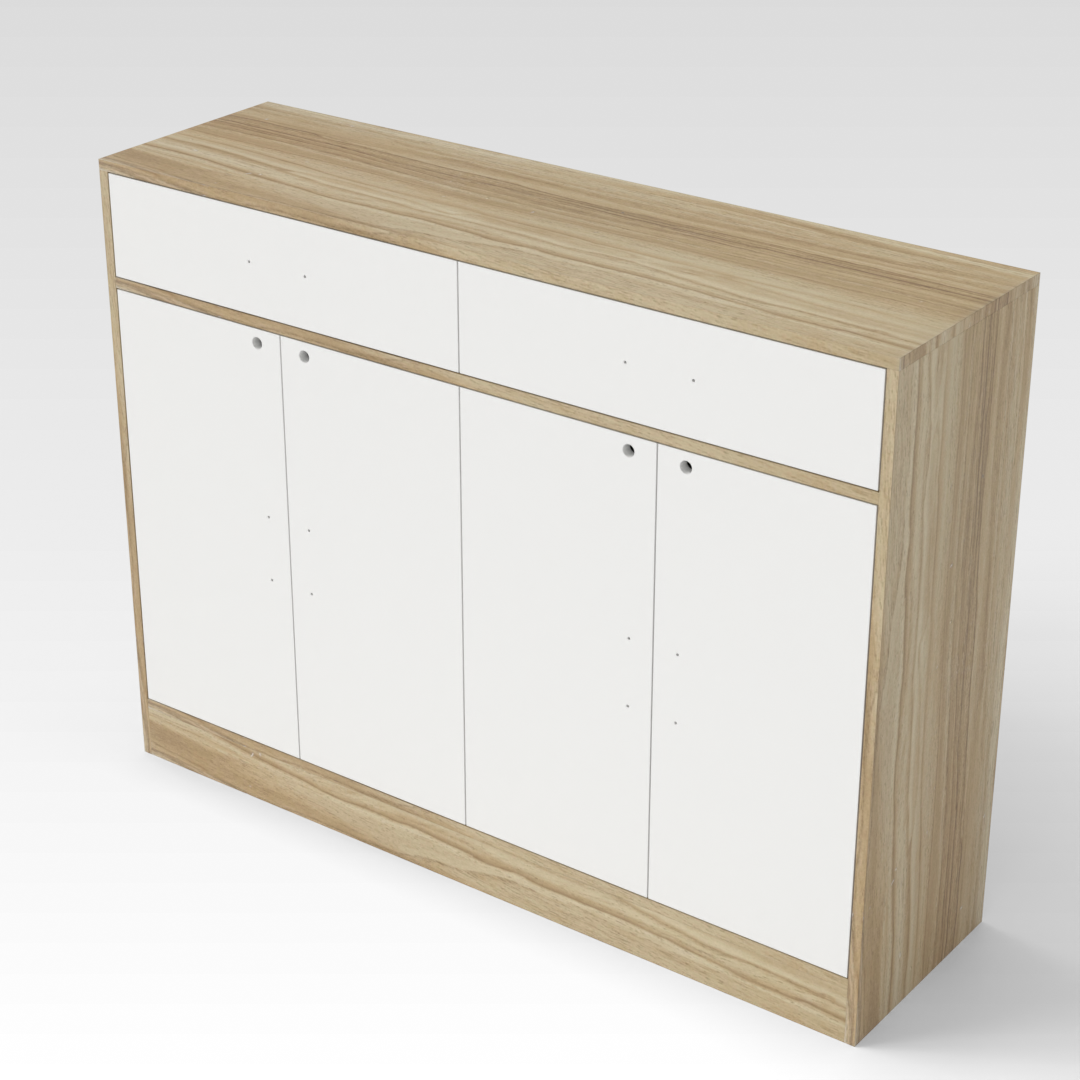 Country Oak & Warm White Shoe Cabinet