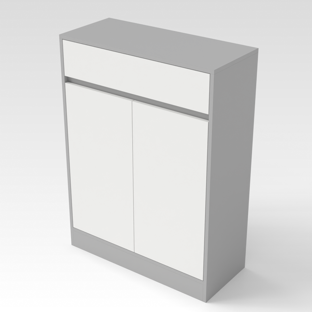 Light Gray & Warm White Shoe Cabinet