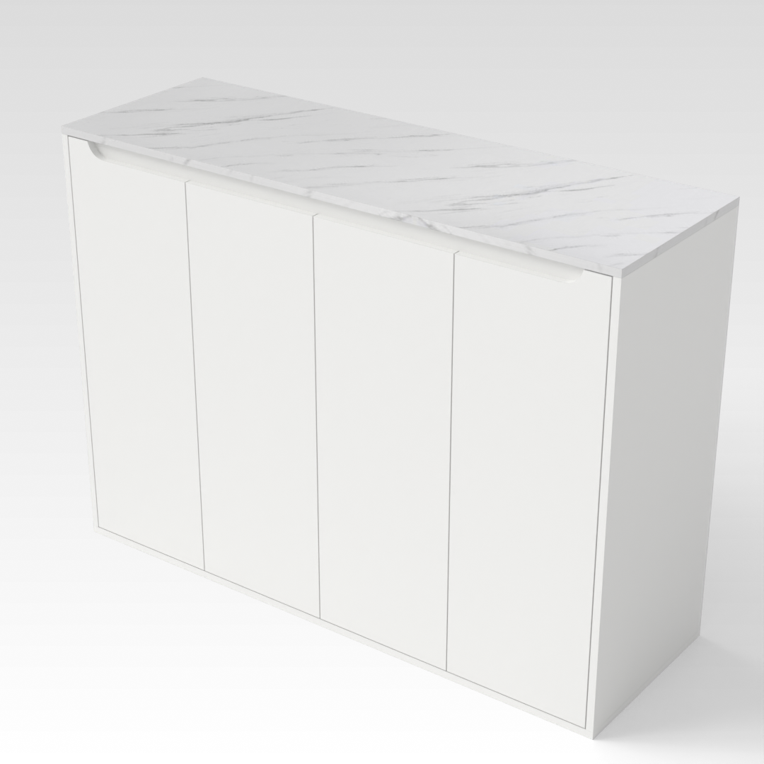 Warm White & White Marble Grain Shoe Cabinet