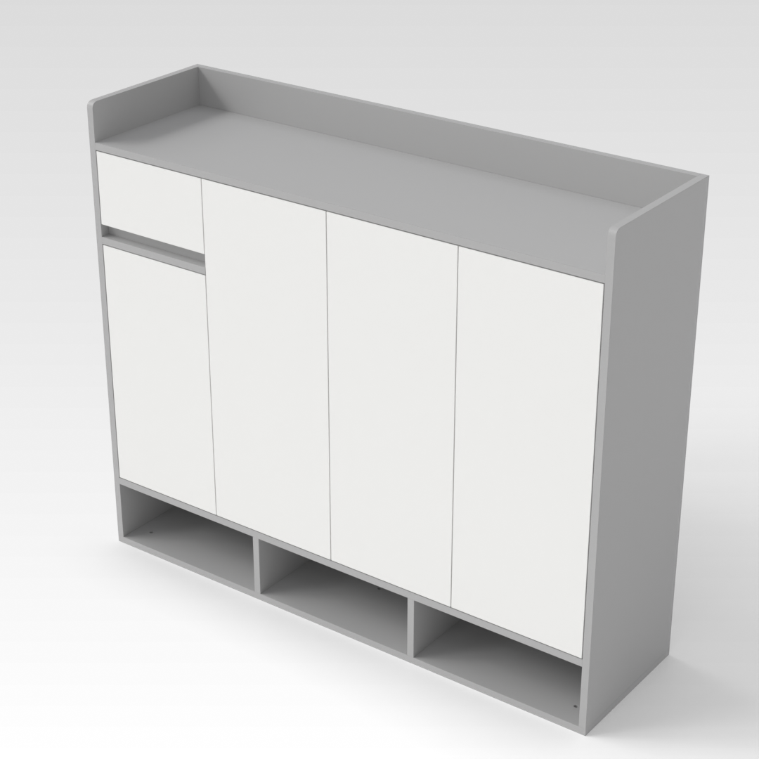 Light Gray & Warm White Shoe Cabinet