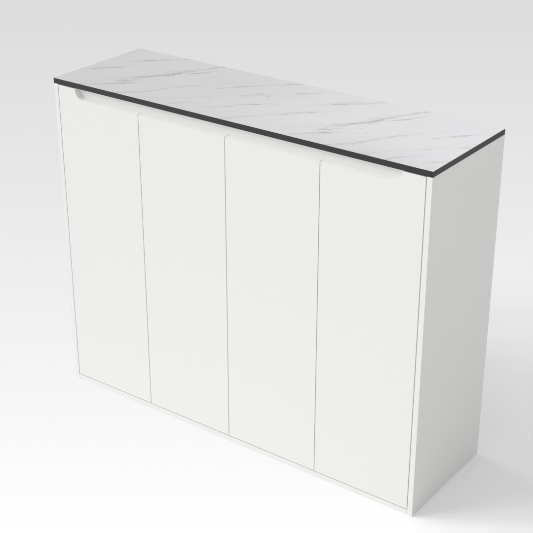 Warm White & White Marble Shoe Cabinet