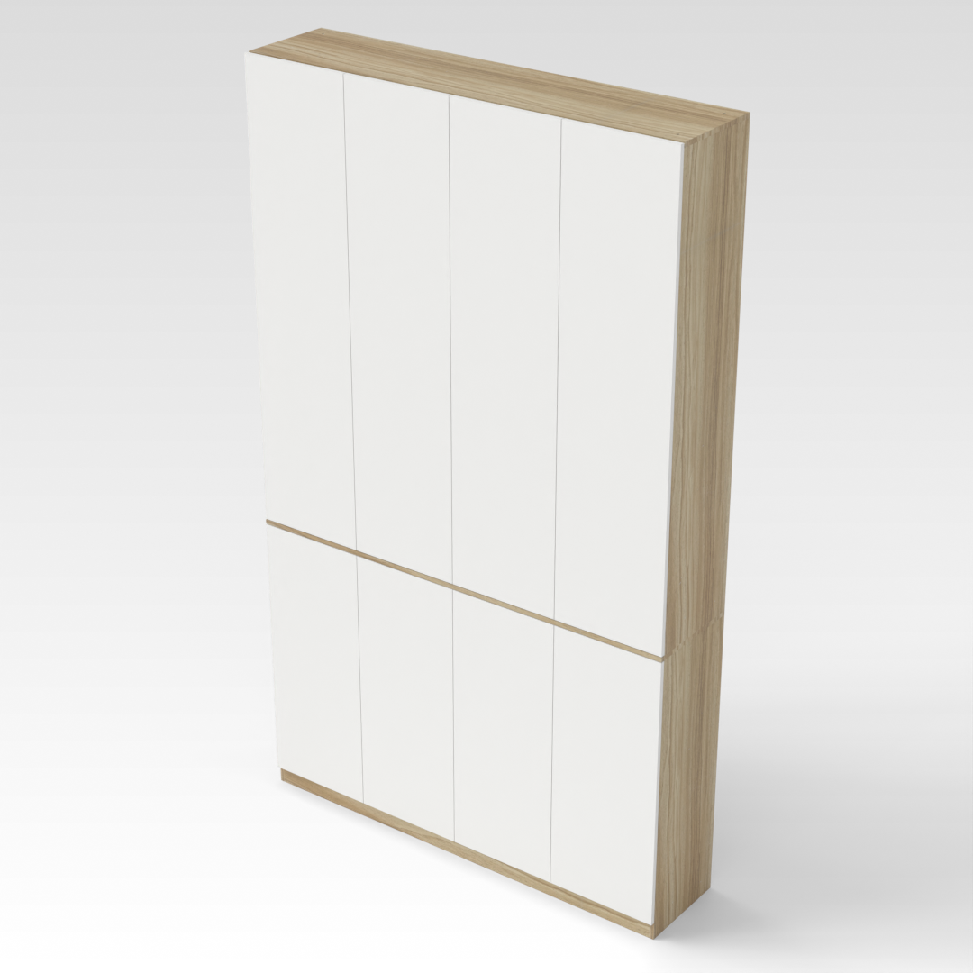 Country Oak & Light Gray Entryway Cabinet