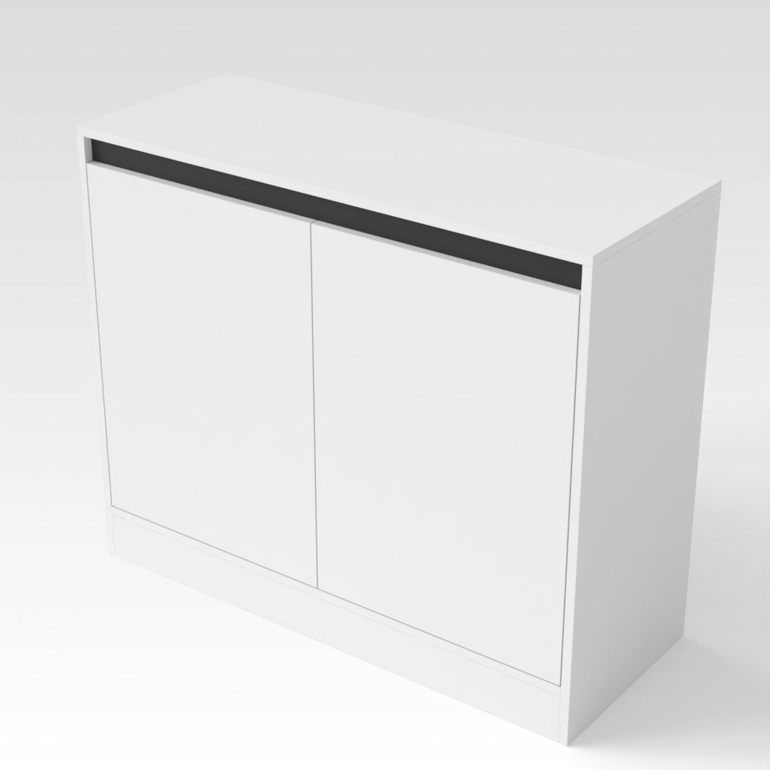 Warm White & Black Shoe Cabinet