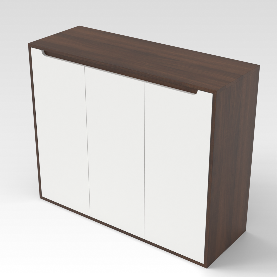 Prairie Oak & Warm White Shoe Cabinet