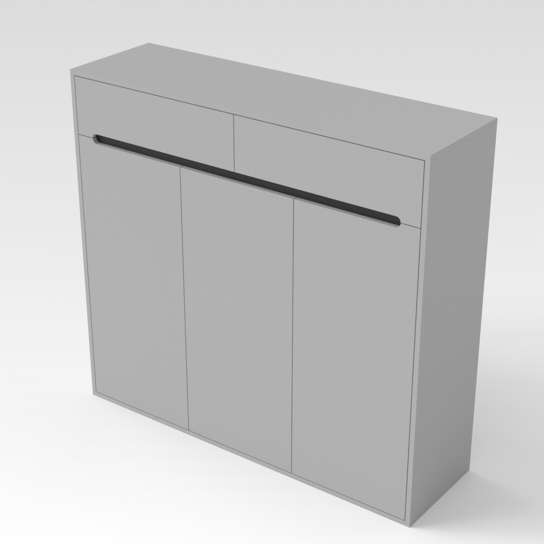 Light Gray & Black Shoe Cabinet