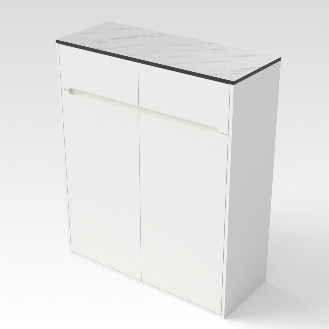 Warm White & White Marble Top Shoe Cabinet