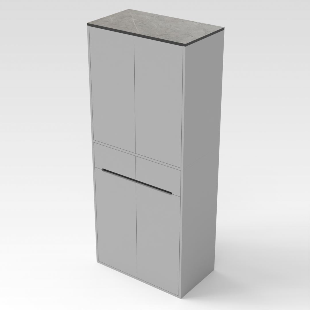 Light Gray & Brown Stone-Grain Top Shoe Cabinet