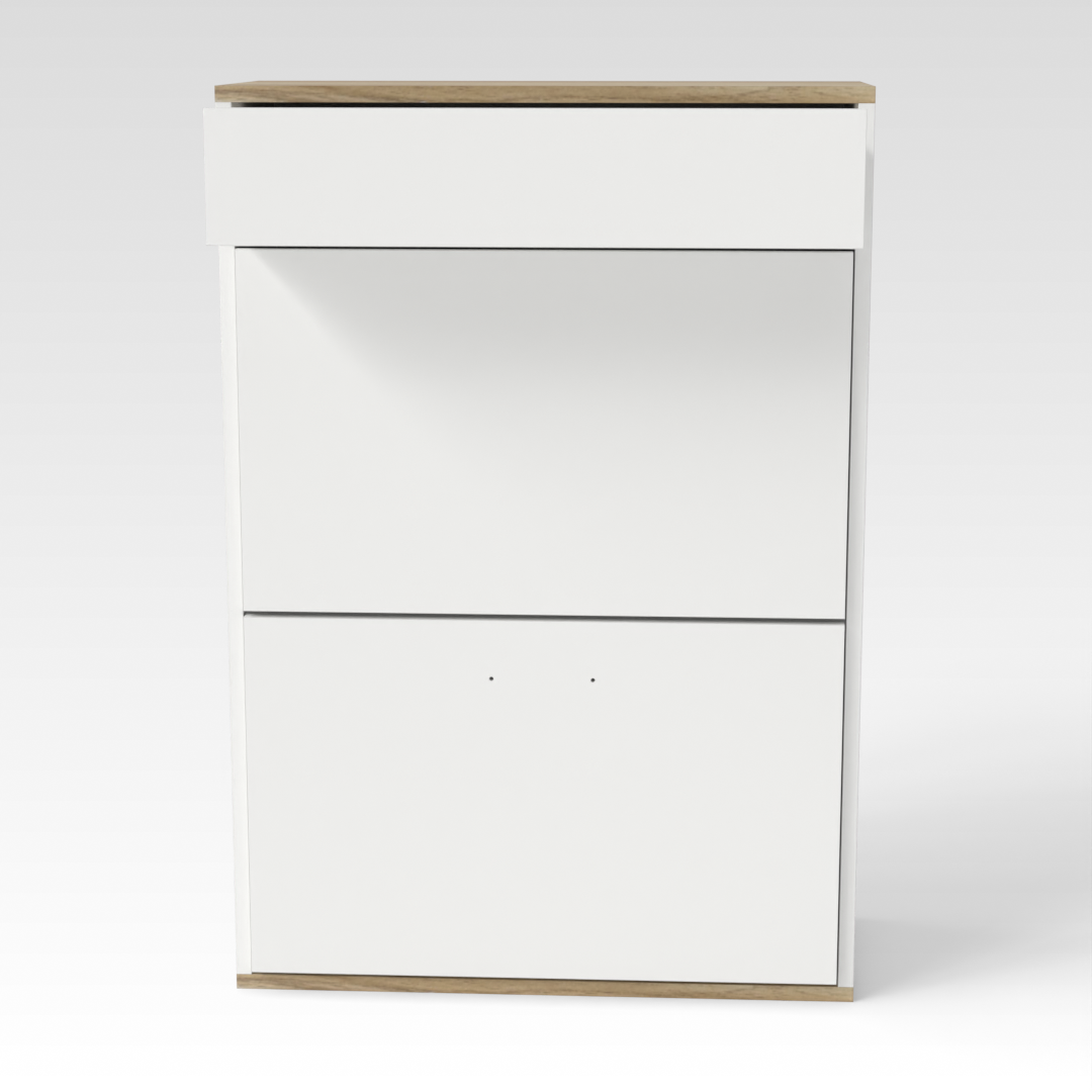 Warm White & Country Oak Shoe Cabinet