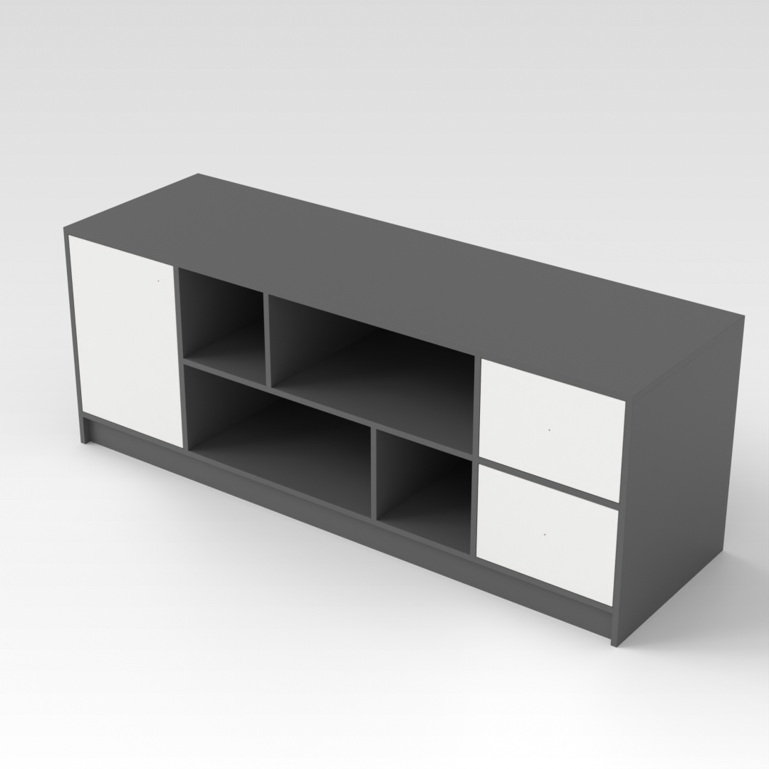 Sky Gray & Warm White TV Stand