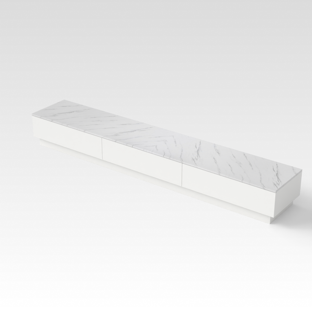 Warm White & White Marble TV Stand