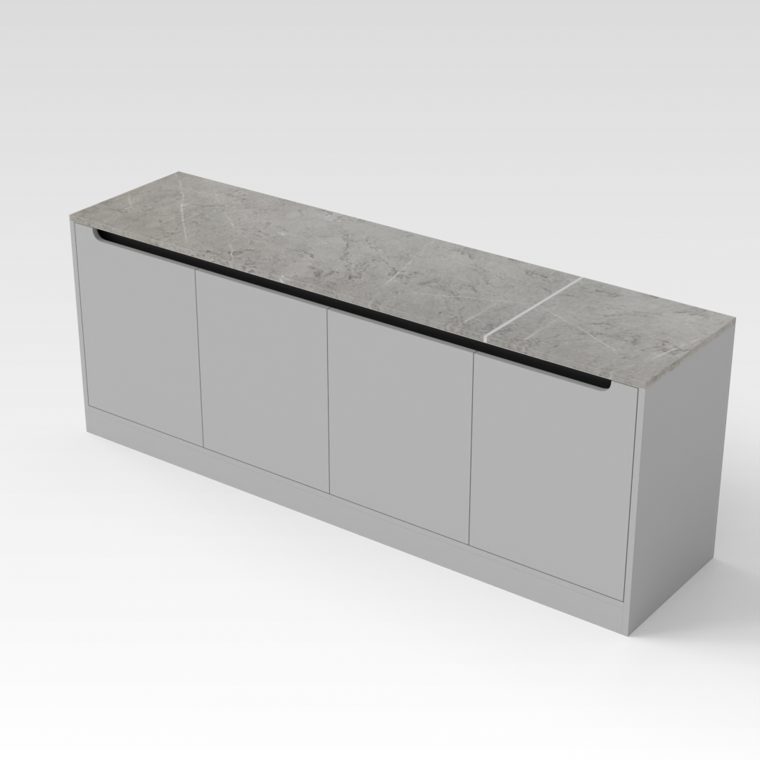 Light Gray & Brown Stone-Grain Top Shoe Cabinet