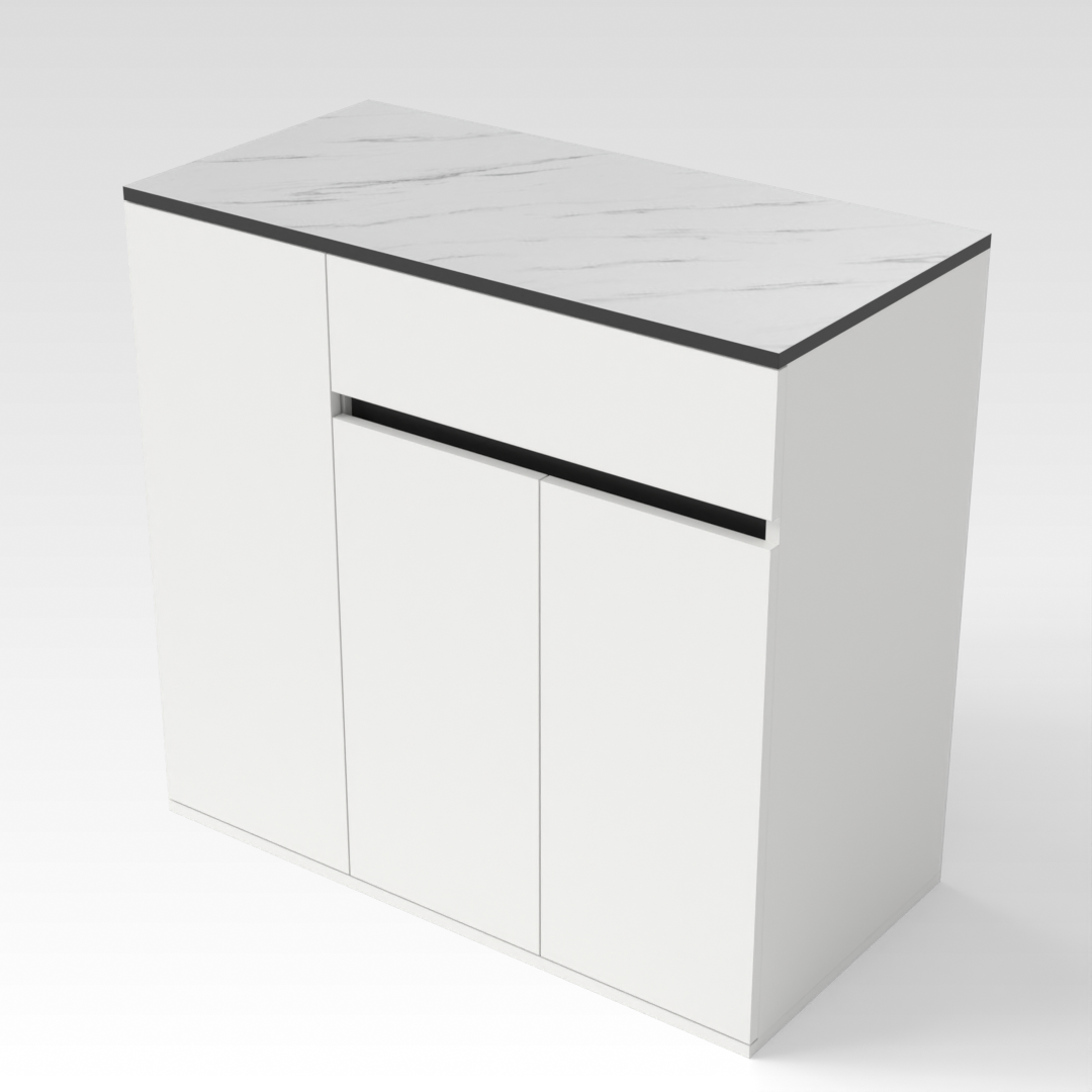 Warm White & White Marble Sideboard