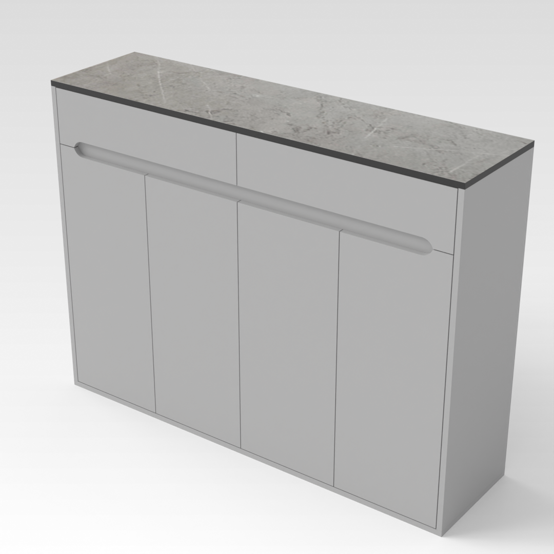 Light Gray & Brown Stone Grain Shoe Cabinet