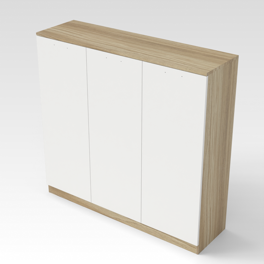 Country Oak & Warm White Shoe Cabinet