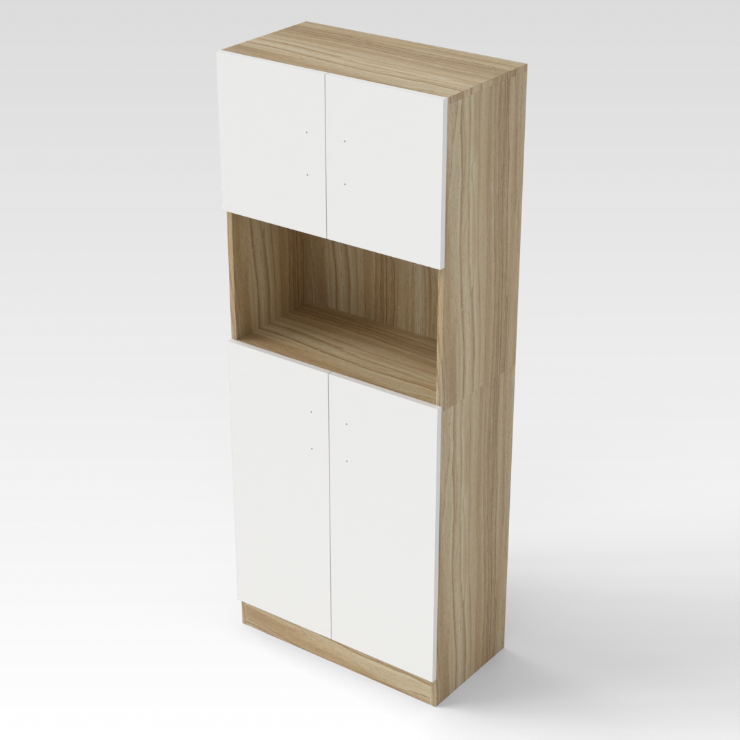 Country Oak & Warm White Entryway Cabinet