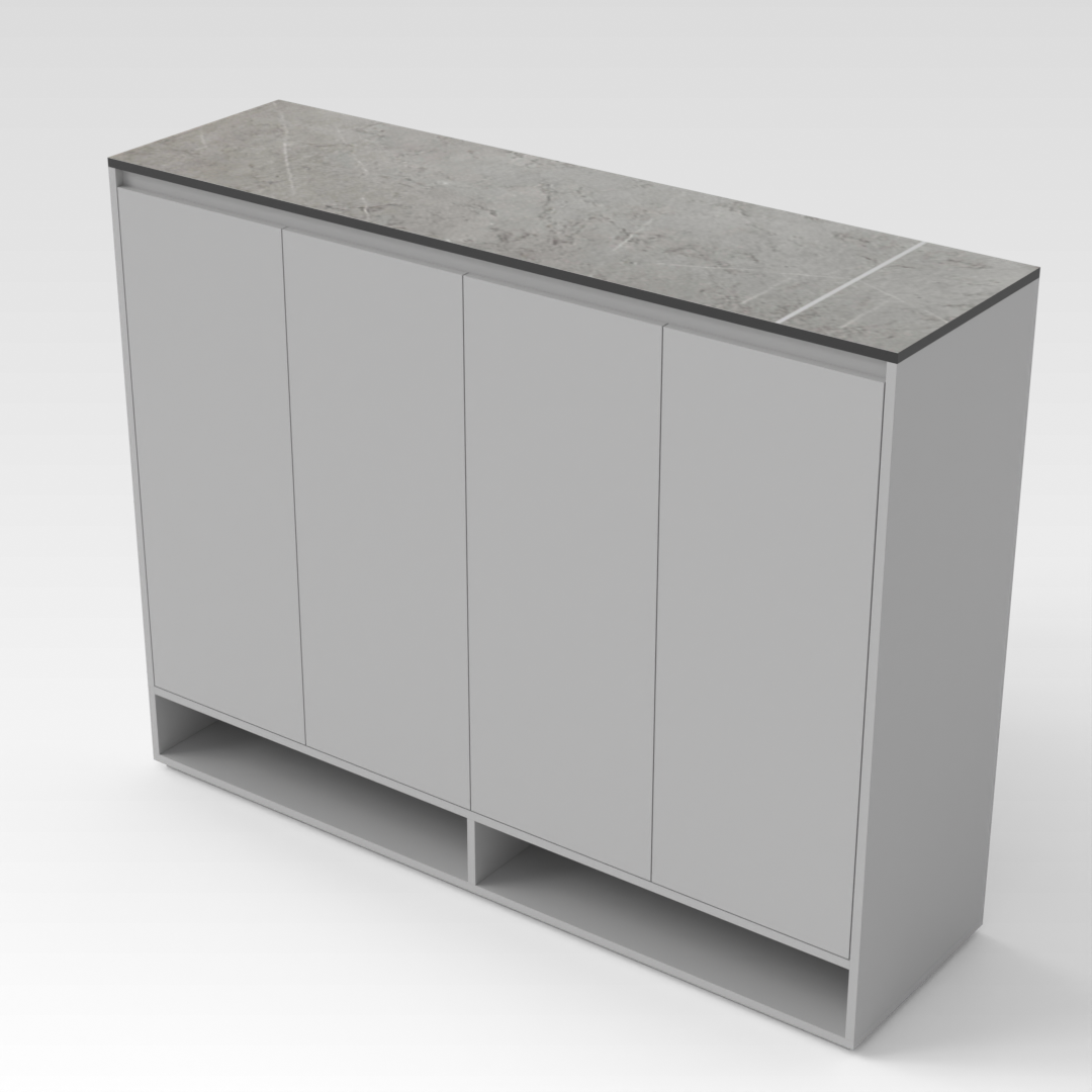 Light Gray & Brown Stone Grain Shoe Cabinet