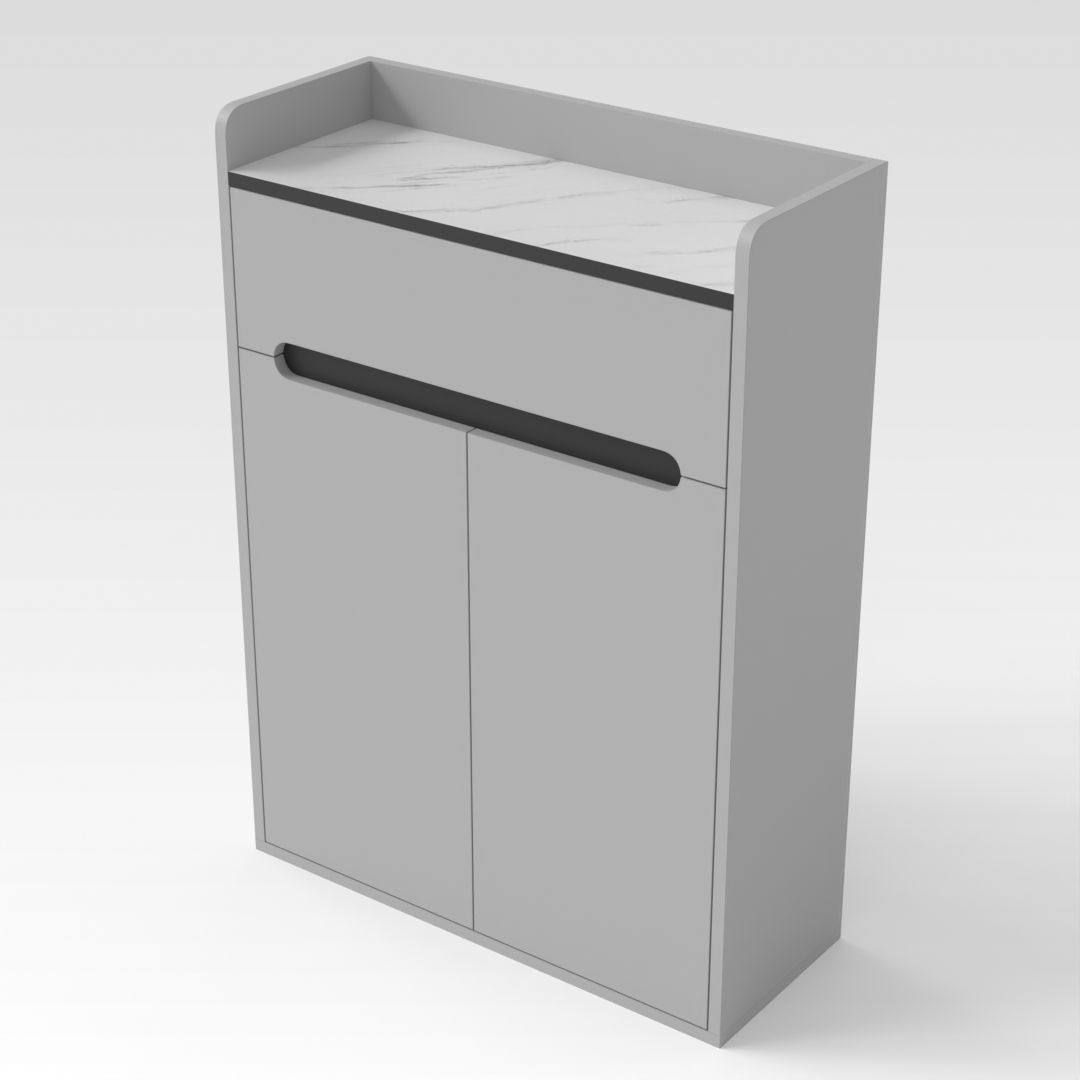 Light Gray & White Marble Shoe Cabinet