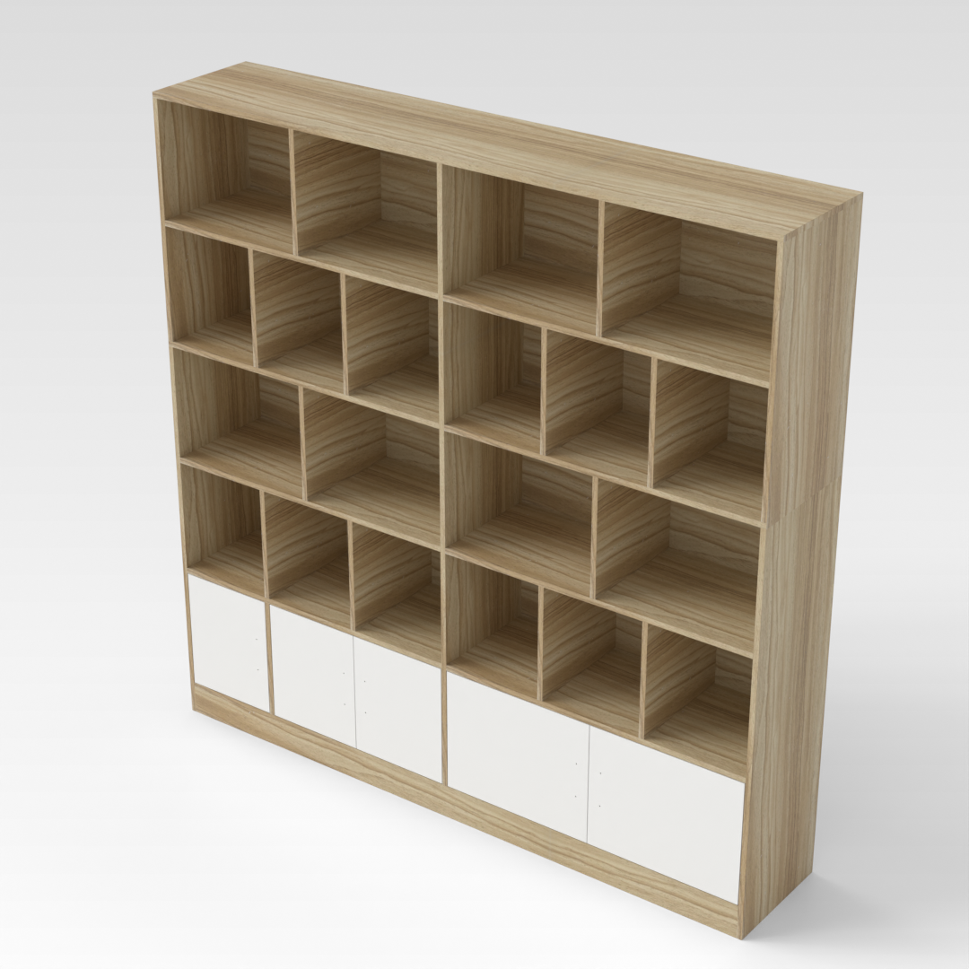 Country Oak & Warm White Bookcase