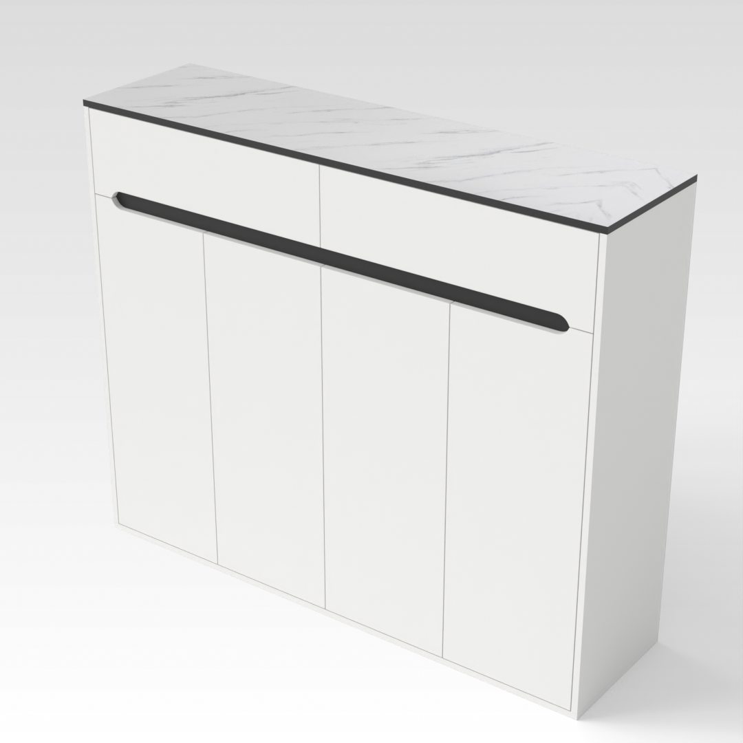 Warm White & Black Shoe Cabinet
