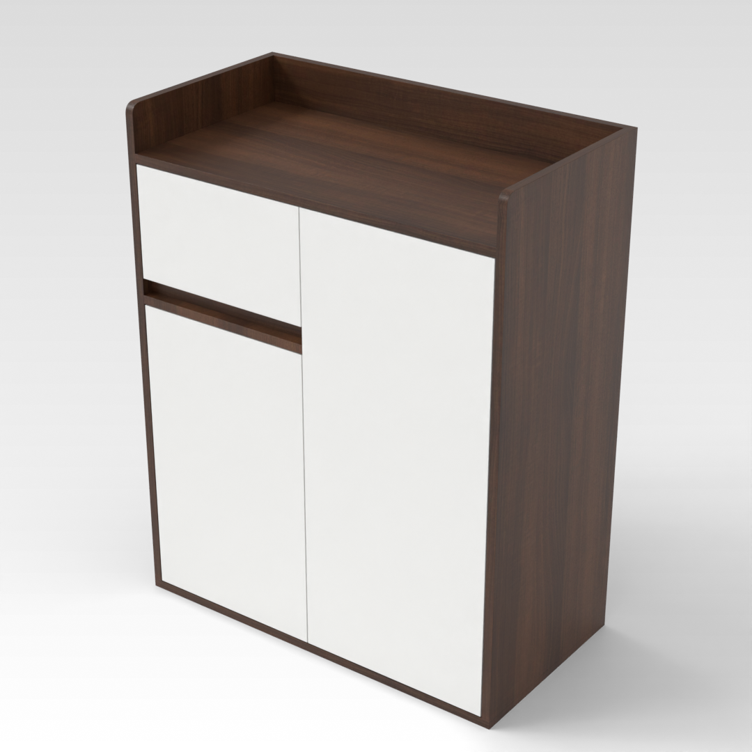 Warm White & Prairie Oak Shoe Cabinet