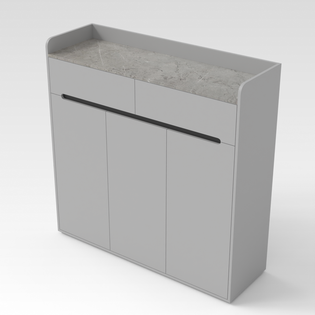Light Gray & Brown Stone-Grain Top Shoe Cabinet
