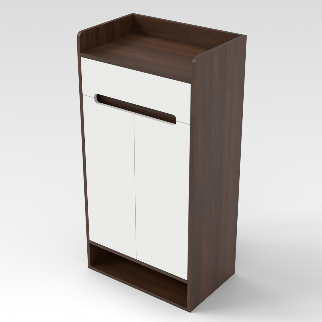 Prairie Oak & Warm White Shoe Cabinet