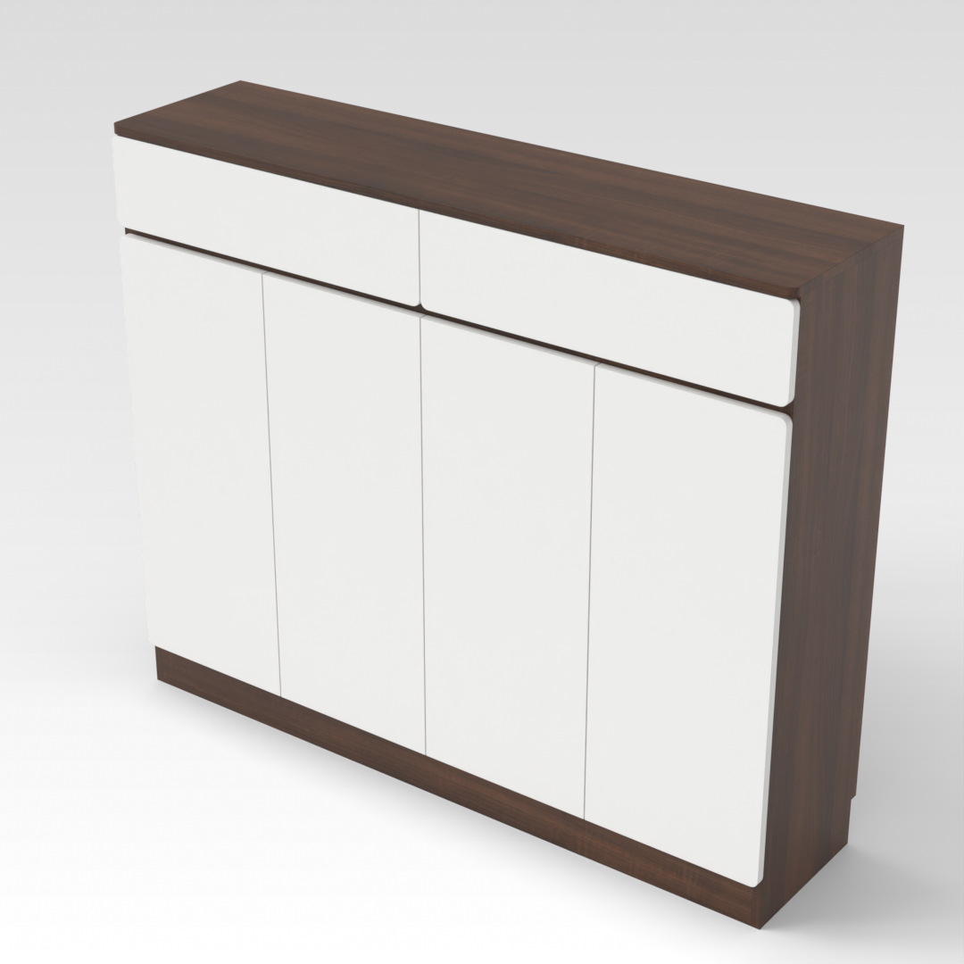 Prairie Oak & Warm White Shoe Cabinet
