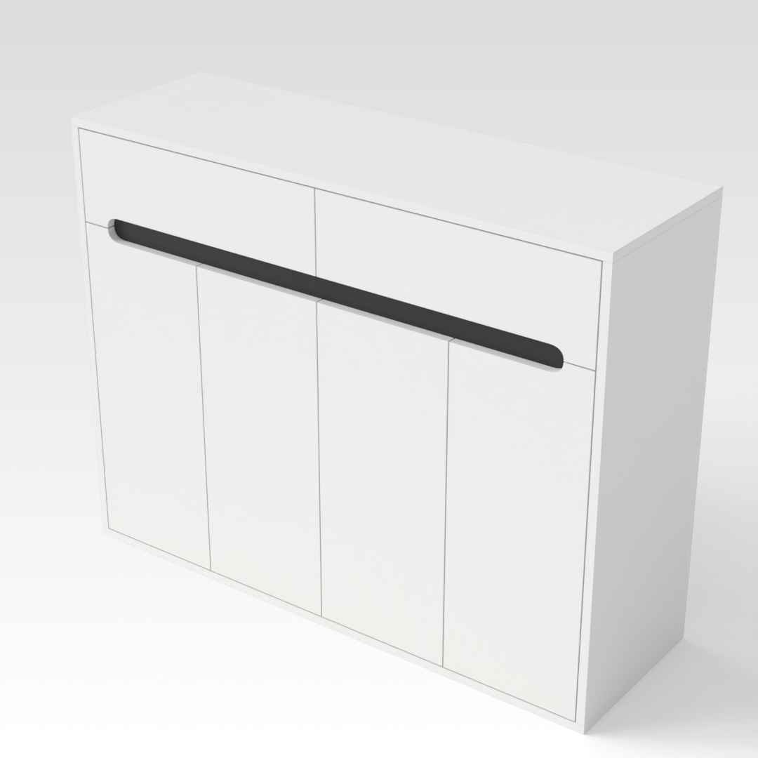 Warm White & Black Shoe Cabinet