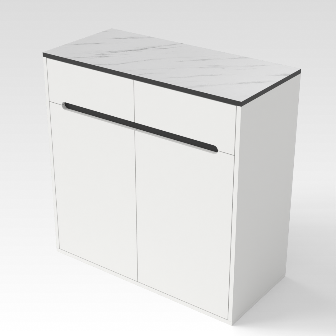 Warm White & White Marble Top Shoe Cabinet