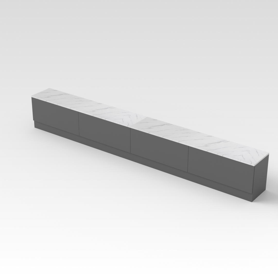 Sky Gray & White Marble Top TV Stand