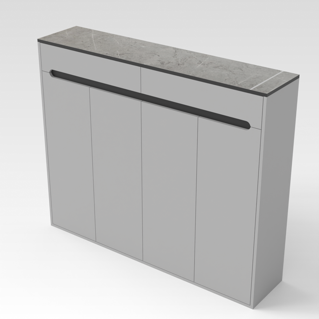 Light Gray & Brown Stone Grain Shoe Cabinet