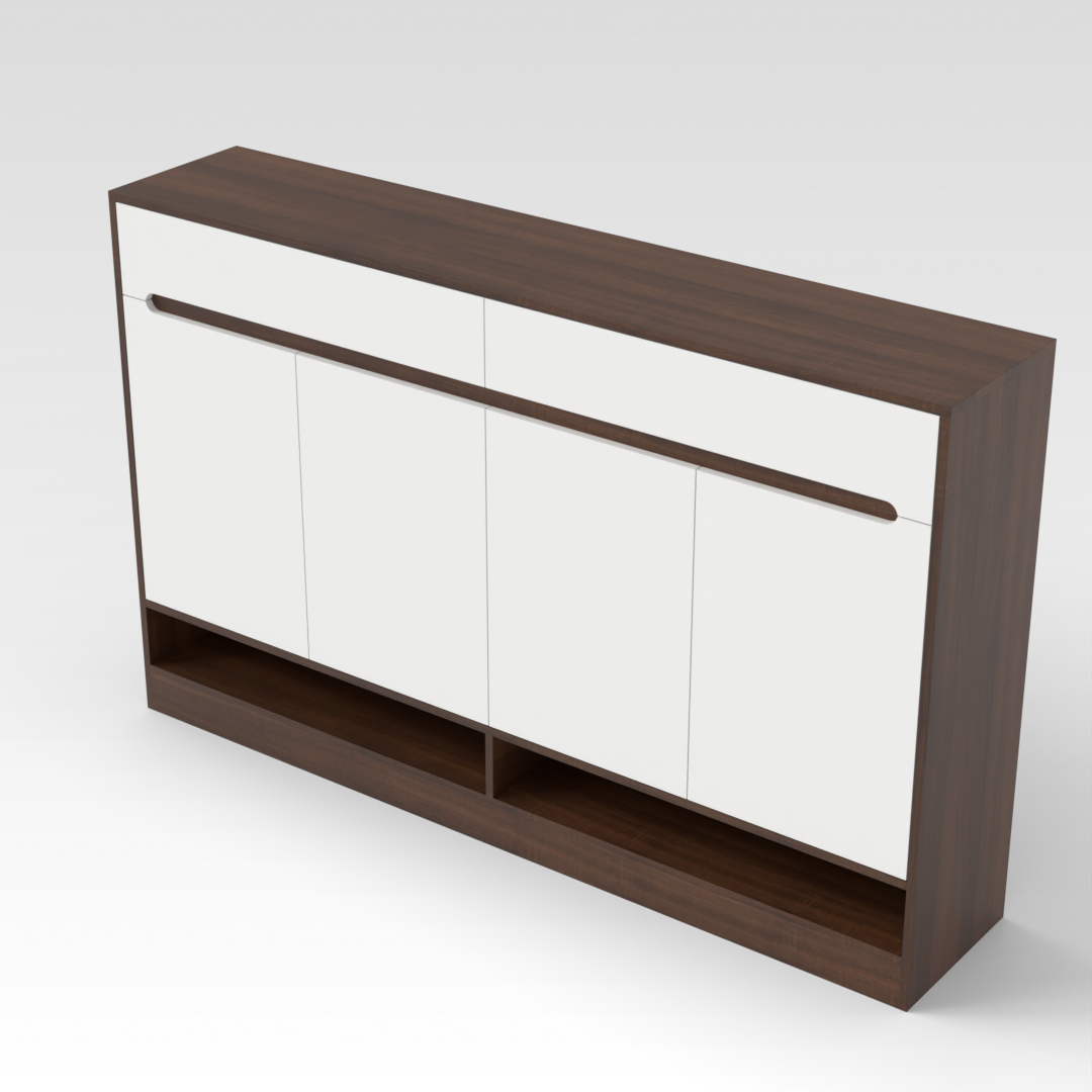 Prairie Oak & Warm White Shoe Cabinet