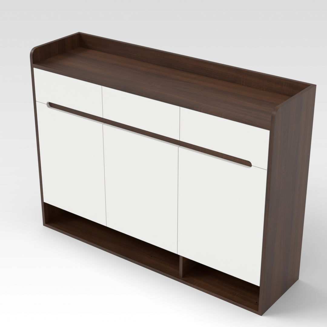 Prairie Oak & Warm White Shoe Cabinet