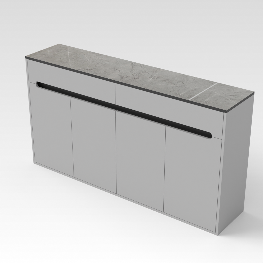 Light Gray & Brown Stone-Grain Top Shoe Cabinet