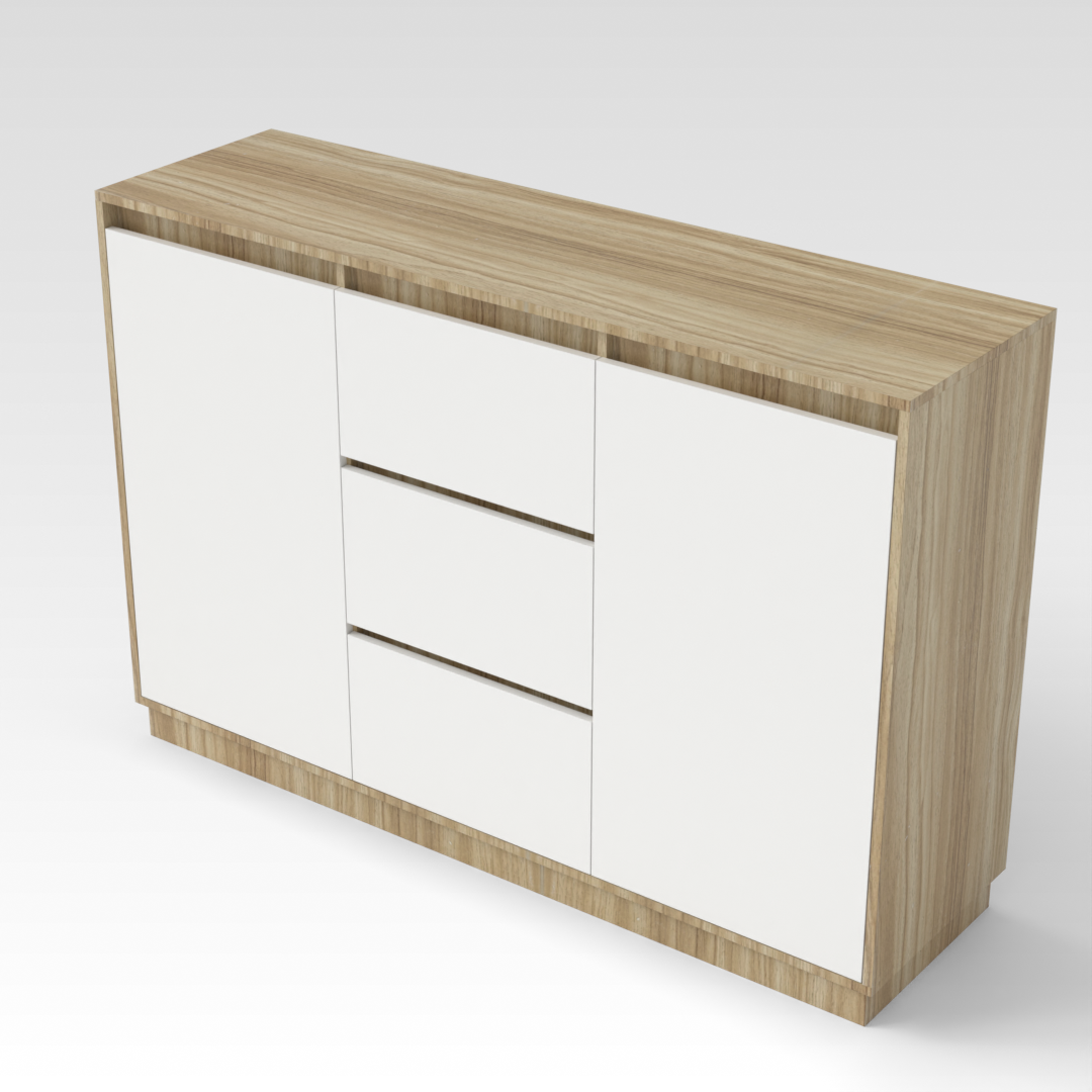 Country Oak & Warm White Sideboard