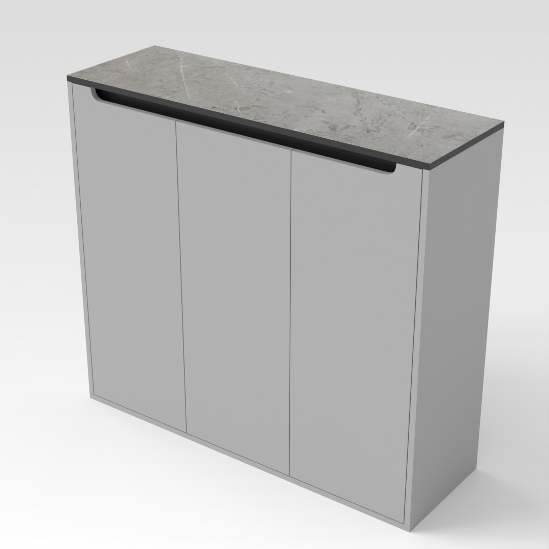Light Gray & Brown Stone-Grain Top Shoe Cabinet