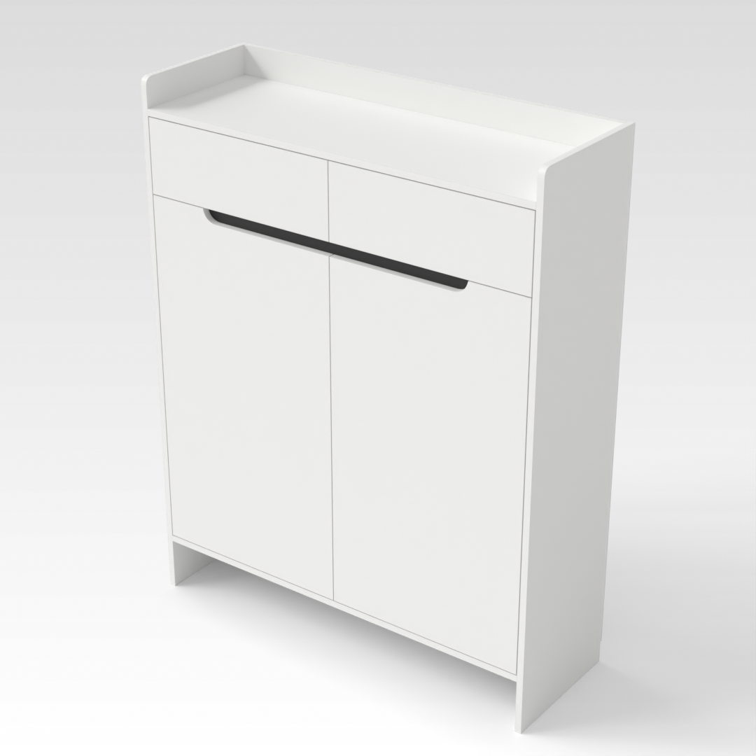 Warm White & Black Shoe Cabinet