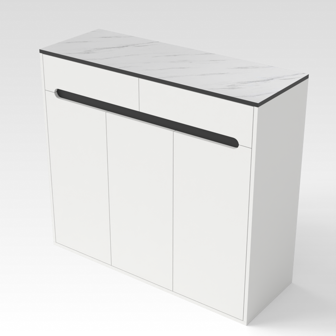 Warm White & Black Shoe Cabinet