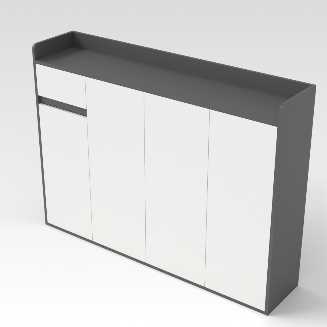 Sky Gray & Warm White Shoe Cabinet
