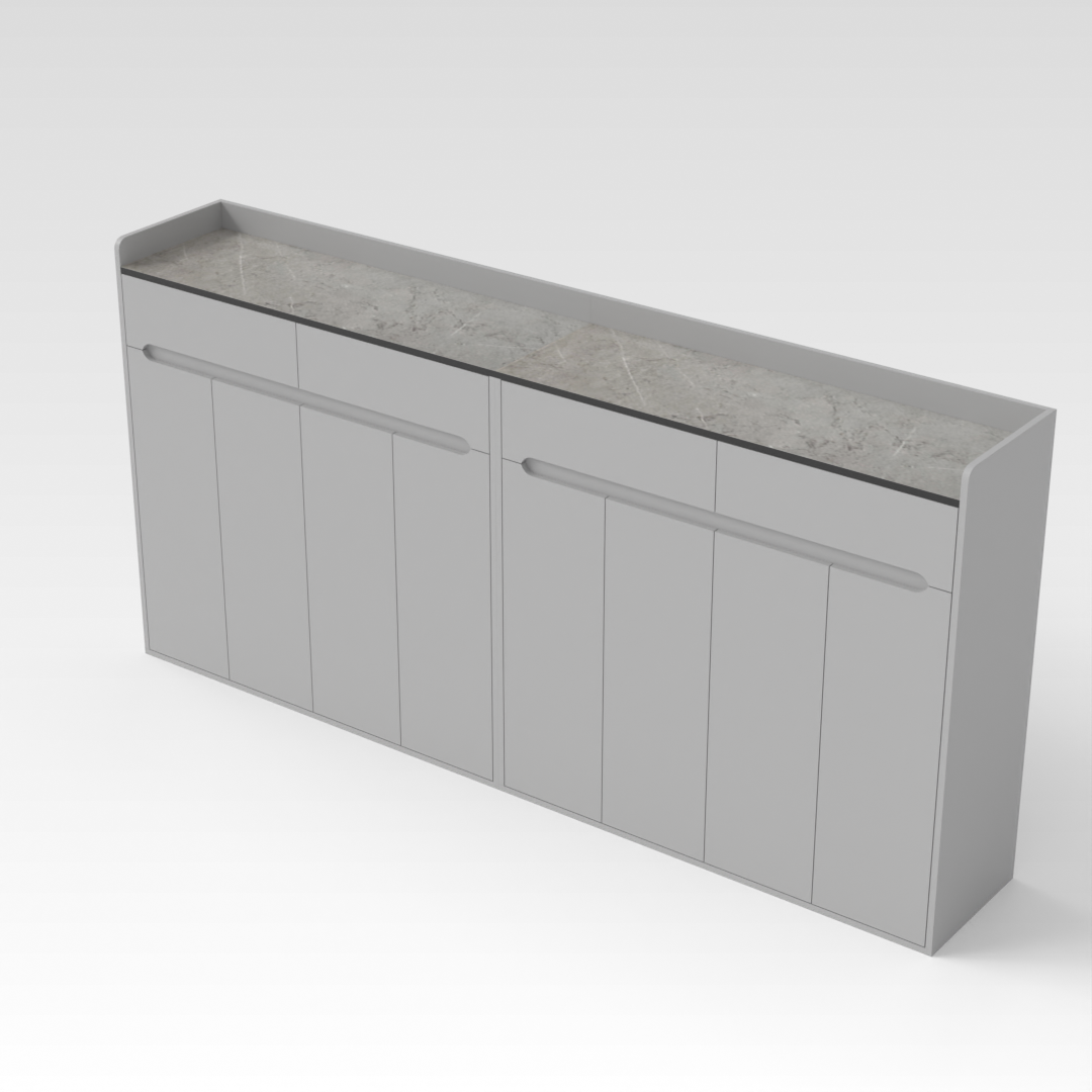Light Gray & Brown Stone Grain Shoe Cabinet