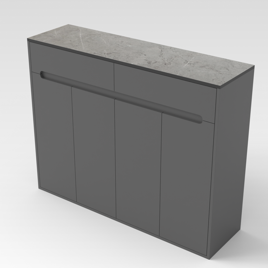 Sky Gray & Brown Stone-Grain Top Shoe Cabinet