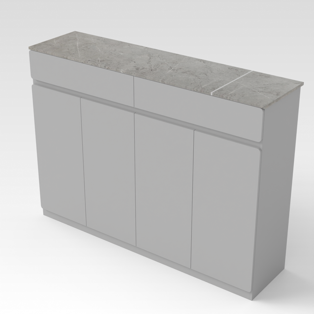 Light Gray & Brown Stone-Grain Top Shoe Cabinet