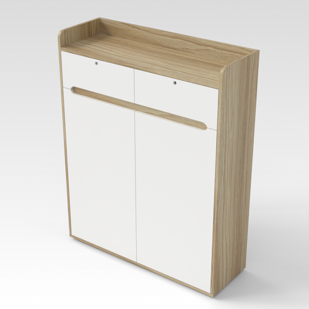Country Oak & Warm White Shoe Cabinet